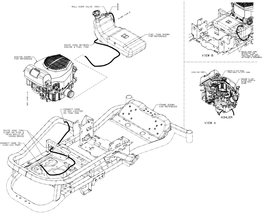 Vent Hose Diagram and Parts List for ZT2-60KH (17ASEAC5A10)(2022) Cub Cadet Lawn Tractor